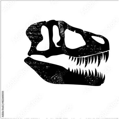 Dinosaur skull ferocity in prehistoric illustration