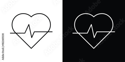 Heartbeat icons pack set, ready to use vector