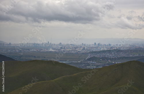 Ulanbator behind green mountains