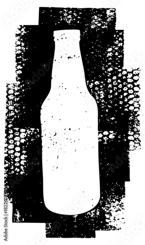 Beer bottle stands isolated in distressed texture