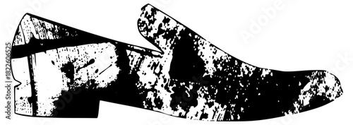 Loafer shoe distressed texture in a fashion illustration