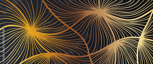 Golden Abstract Tree Rings on Black Premium Texture