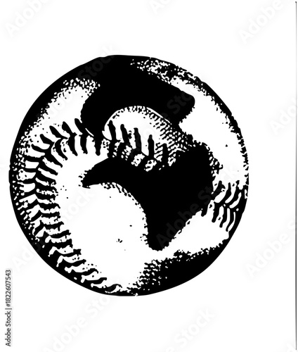 Eagle soars dynamically in circular composition