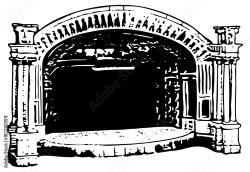 Roman Archway Frames Entrance to Ancient Ruins