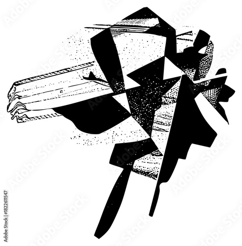 Abstract figure contemplates solitude in geometric composition