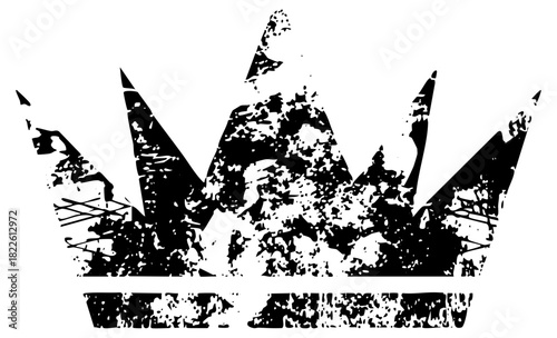 Crown in distressed typography