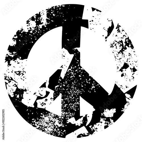 Peace Symbol Illustrates Grunge Texture for Activism
