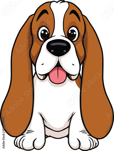 Cute cartoon a illustrator vector Basset Hound