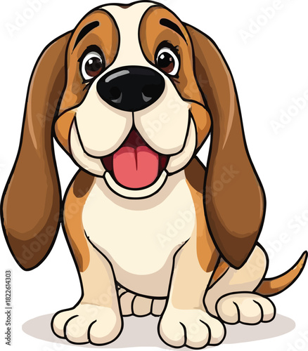 Cute cartoon a illustrator vector Basset Hound