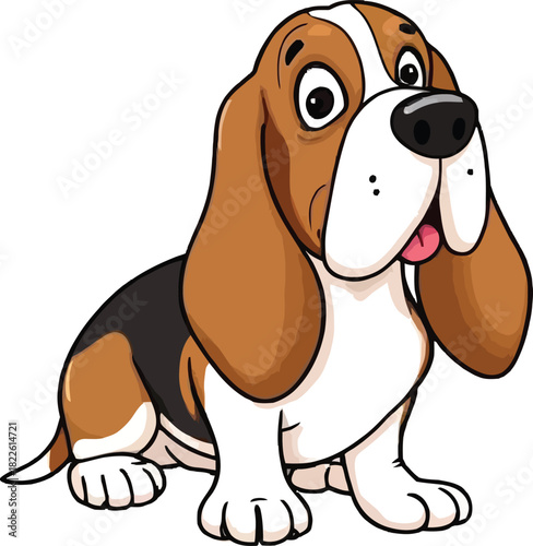 Cute cartoon a illustrator vector Basset Hound
