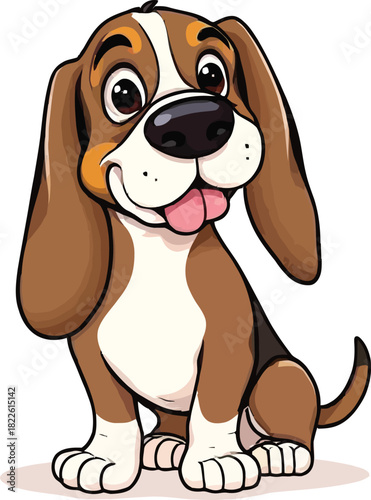 Cute cartoon a illustrator vector Basset Hound