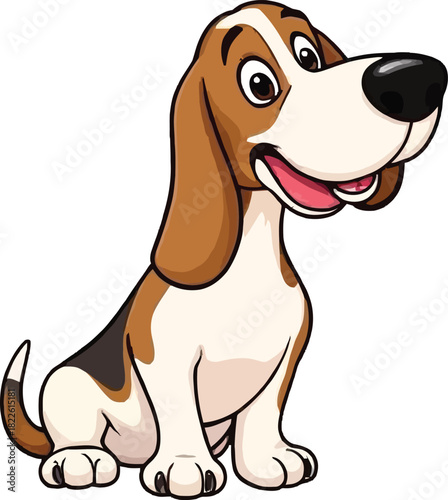 Cute cartoon a illustrator vector Basset Hound
