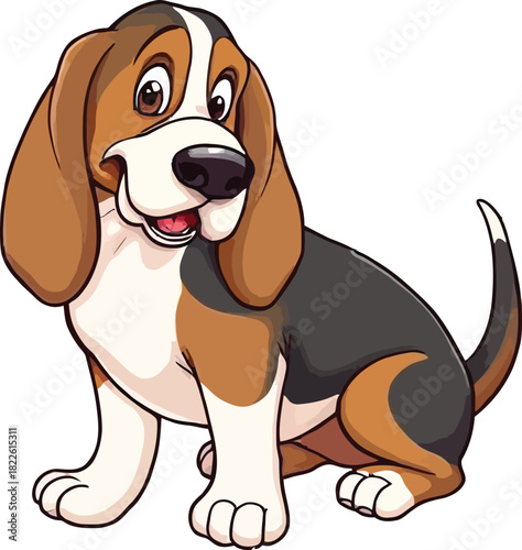 Cute cartoon a illustrator vector Basset Hound