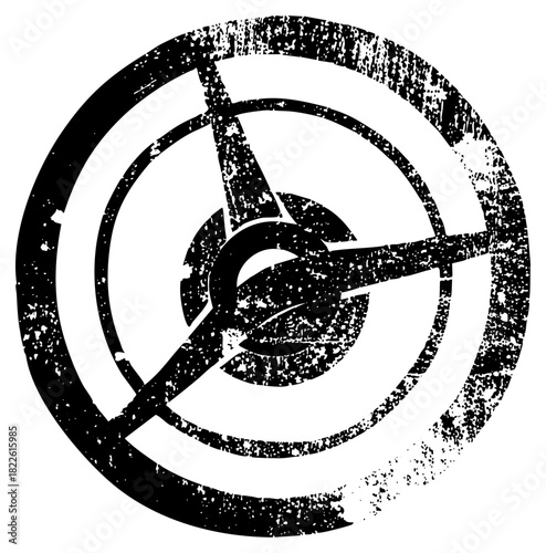 Target graphic explodes in abstract distress