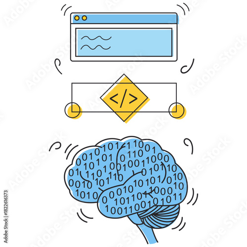 AI Brain Code Neural Network Machine Learning and Programming Concept Algorithm Development Innovation Automation