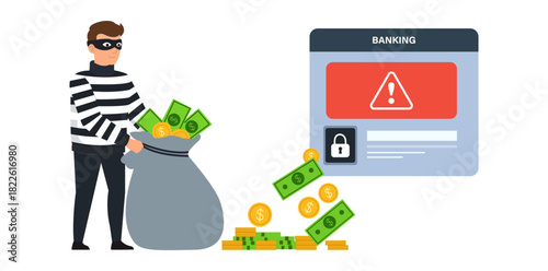 Cybercrime Finance Safety Security Alert Warning Thief Malware Data Breach Online Protection Fraud Bank Account Hack