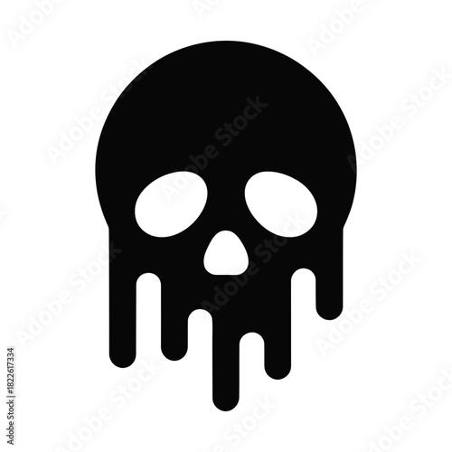 melting skull glyph icon