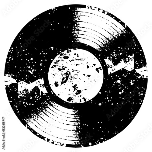 Vinyl record texture in distressed graphic