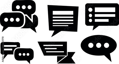 Black speech bubble icons vector set