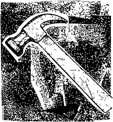 Hammer strikes wood in construction