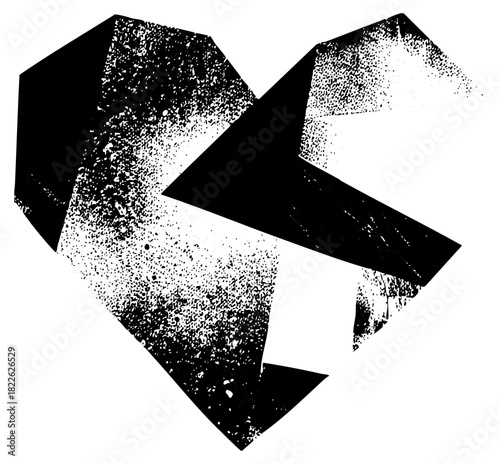 Heart points forward with distressed texture for love concepts