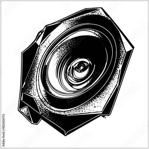 Speaker emits sound waves in a studio