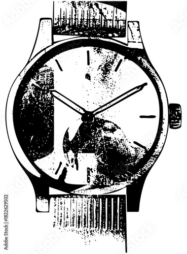 Wristwatch landscape illustration