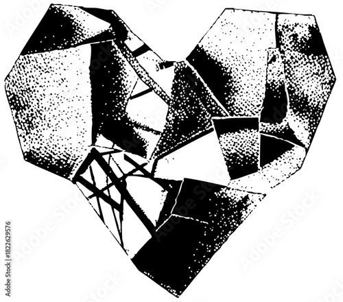 Broken heart fragility in illustration