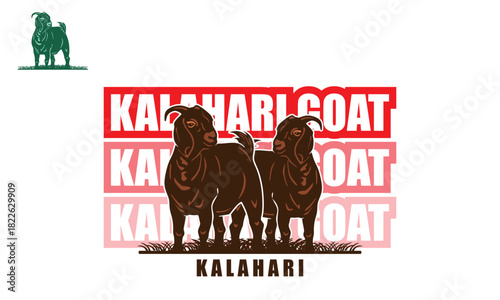 great kalahari red goat logo, silhouette of best ram standing vector illustrations
