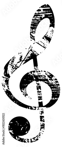 Treble Clef Illustrates Grunge Texture for Musical Composition