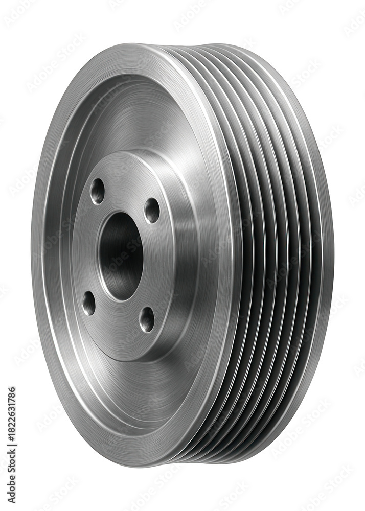 Fototapeta premium Grooved hydraulic pump pulley with a central mounting hole.