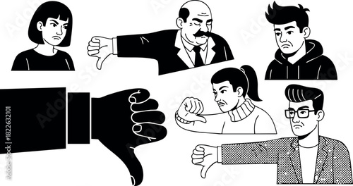 Negative feedback and disapproval gesture vector illustration