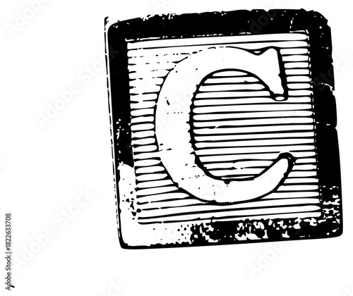Letter C typography in vintage style