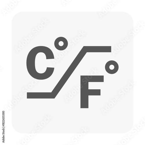 Clean, simple vector illustration icon symbolizing precise temperature adjustment or unit conversion. Ideal for scientific content, instructional graphics, or air conditioning remote control interface