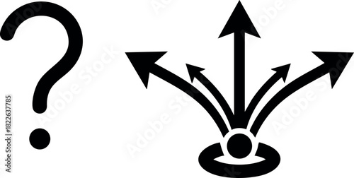 Question mark and multiple arrows symbol vector illustration