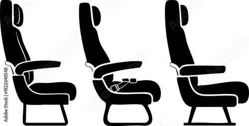 Airplane seat recline position silhouette vector illustration