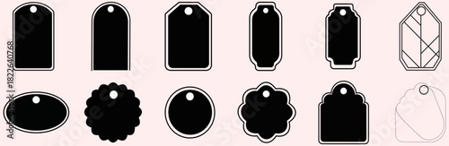 Black Label Tags Collection Shape Variety Product Branding Retail Design Price Tags Customizable Templates Promotional