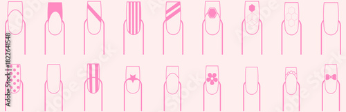 Nail Art Designs Collection Pink Geometric Shapes Stripes Polka Dots Flowers Bows Manicure Ideas Beauty Trends Finger