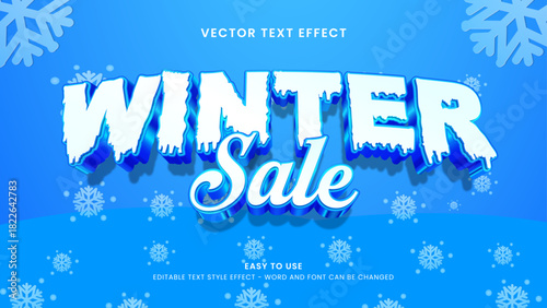 winter sale editable text effect 3d vector