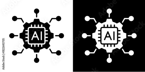 AI Integration  Icon Set White Style Collection
