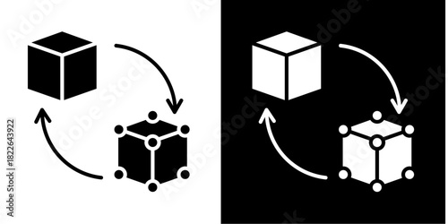 Digital Twin  Icon Set White Style Collection
