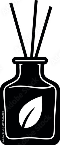 Aromatic diffuser bottle with leaf design vector illustration