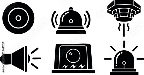 Security alarm icons set vector illustration