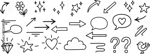 Hand drawn doodle elements collection for design and decoration