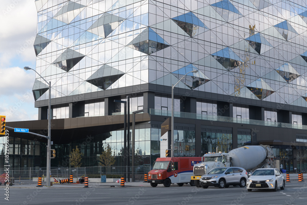 Fototapeta premium exterior of H.H. Angus and Associates Ltd (engineering consultant) building located at 1176 Eglinton Av E, Toronto