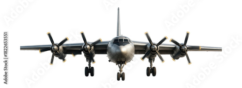 Medium-range bomber featuring high-mounted wings and four turboprop engines.