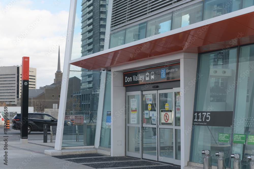 Fototapeta premium entrance to Don Valley LRT Station (formerly Science Centre Station) located at 1175 Eglinton Av E, Toronto