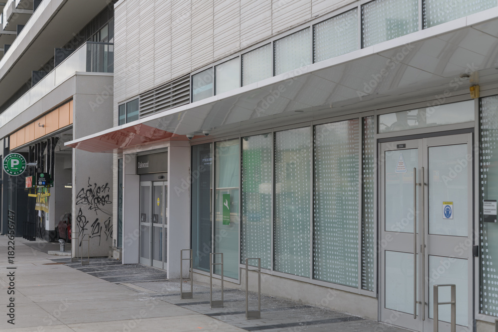 Fototapeta premium exterior of Oakwood LRT Station located at 1582 Eglinton Av W (at Oakwood Av), Toronto