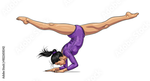 Gymnast Performing a Handstand Split with Grace and Balance, an Artistic Render