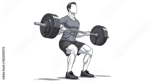 Front Squat Exercise Illustration Showcasing Strength and Muscular Development